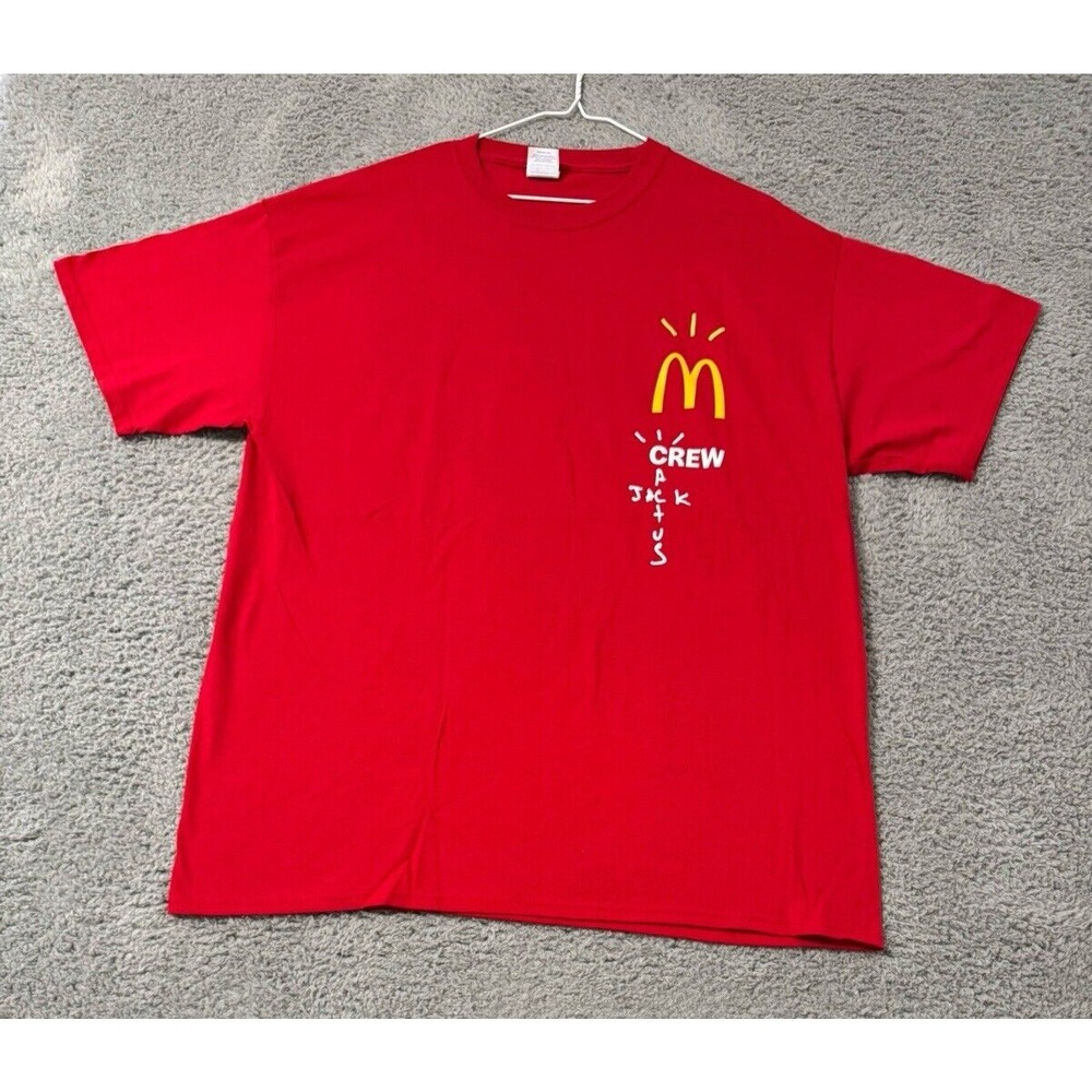 Men's Travis Scott Cactus Jack XL McDonalds Crew T-Shirt Adult In Hand AUTHENTIC